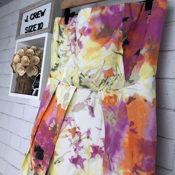 J. Crew | Strapless Floral Dress - Picture 2 of 4